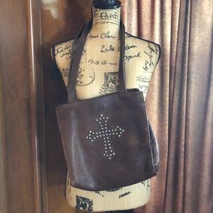 Two Bar West leather bag purse cross